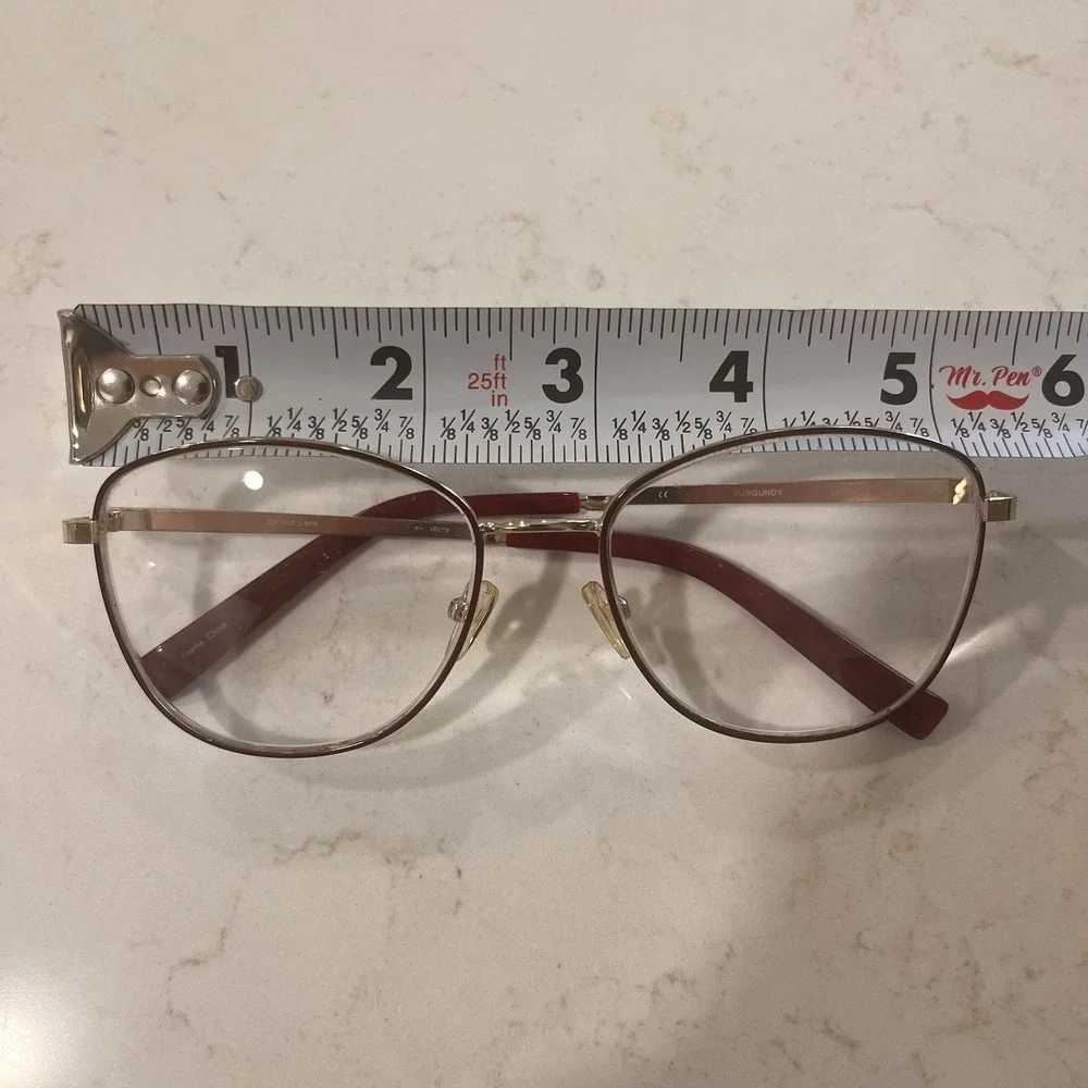 Oxford Lane Queensbury Eyeglass Frame Only Aviator Gold Color Burgundy 54 17 135